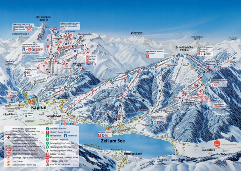 Карта (схема) трасс горнолыжного курорта Цель-ам-Зее и Капрун