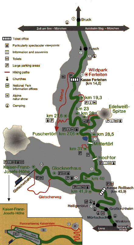 карта высокогорной дороги гросглокнер